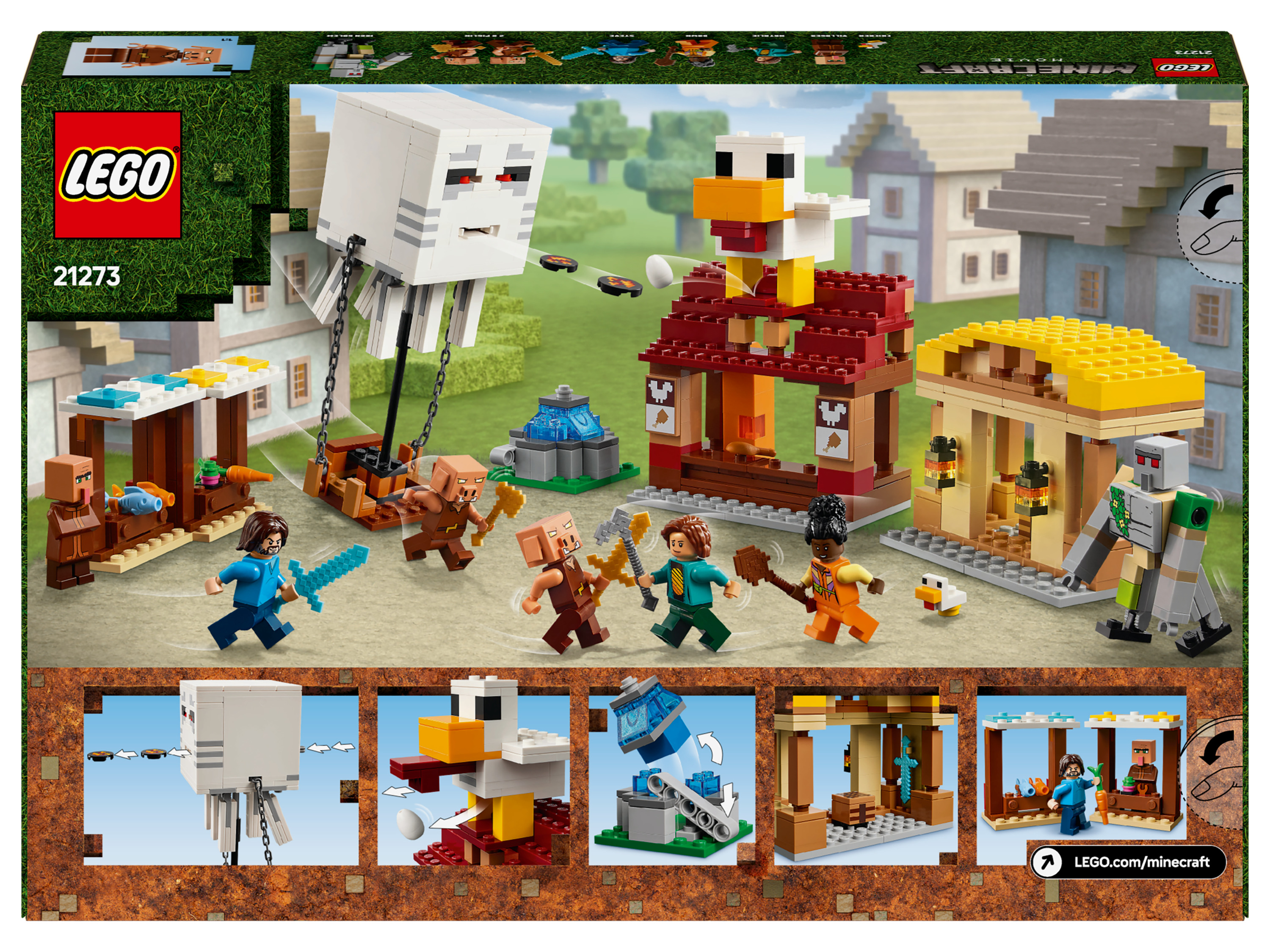 Lego Minecraft 21273 Balón v podobe Ghasta a útok na dedinu