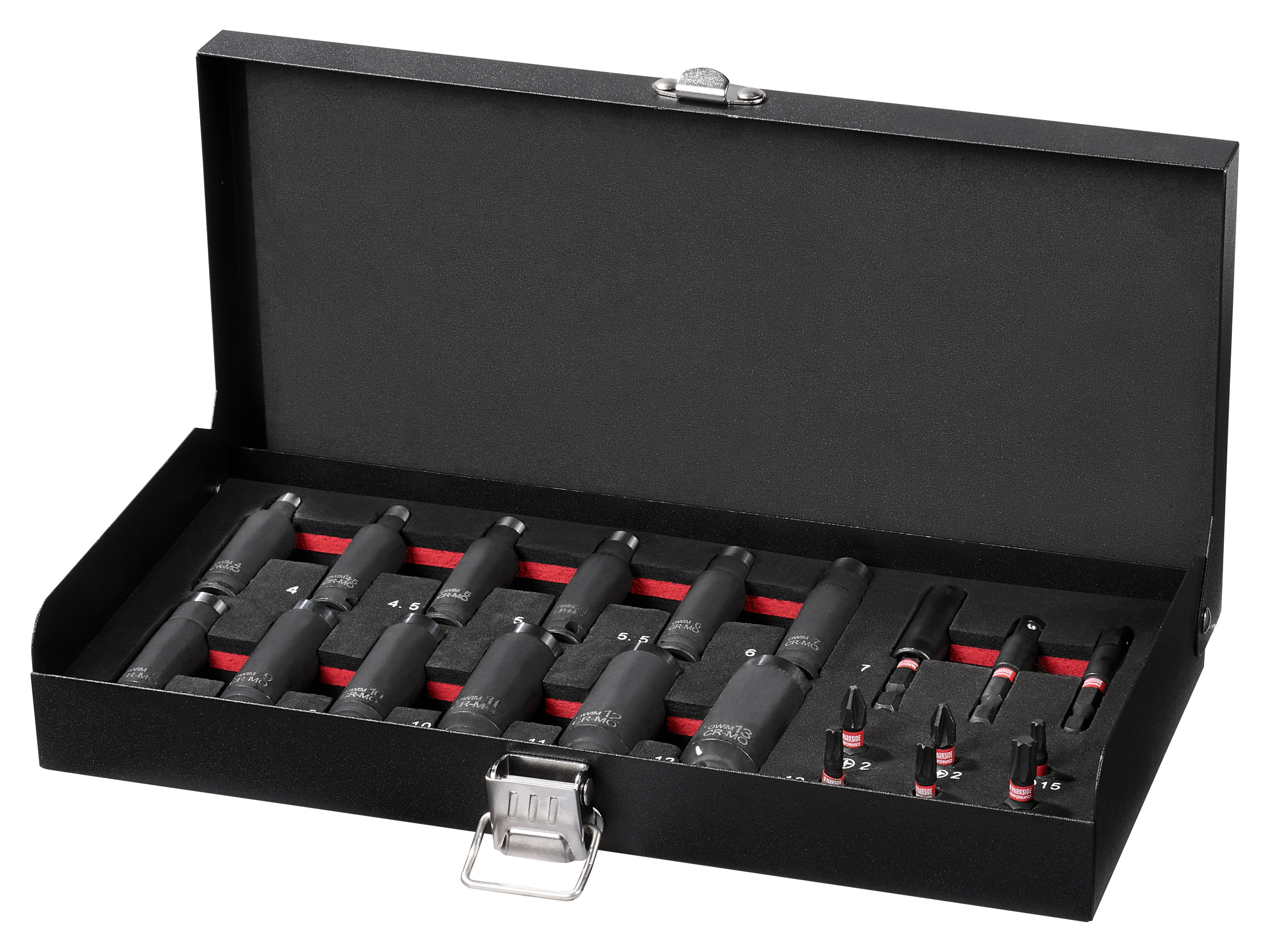 PARKSIDE PERFORMANCE® Súprava príklepových nástrčných kľúčov a bitov, 21-dielna
