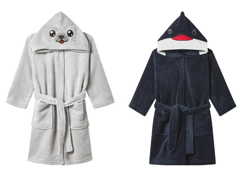 Dva detské župany: sivý tuleň a tmavomodrá orka.