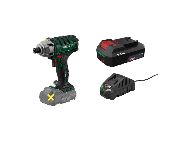 Parkside® Aku rázový uťahovák Pdssa 20-Li B2 + Akumulátor 20 V/2 Ah PAP 202 A1 + Nabíjačka na akumulátor 20 V/2,4 A PLG 20 C1