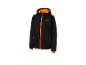 Čierna softshell bunda s oranžovými detailmi od neznámej značky.