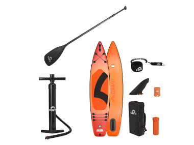 CRIVIT Jednokomorový paddleboard Touring + Pumpa na paddleboard + Pádlo na paddleboard