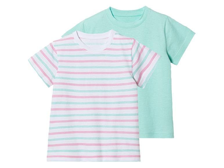 lupilu® Dievčenské tričko, 2 kusy (122/128, vzor/biela/mentolová)