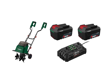 PARKSIDE® Aku kultivátor 40 V PABH B2 + Akumulátor 20 V/4 Ah PAP 204 A1, 2 kusy + Dvojitá nabíjačka 20 V/4,5 A PDSLG 20 B1
