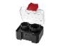 Dve diamantové dierovacie píly v čiernom a priehľadnom plastovom úložnom puzdre.