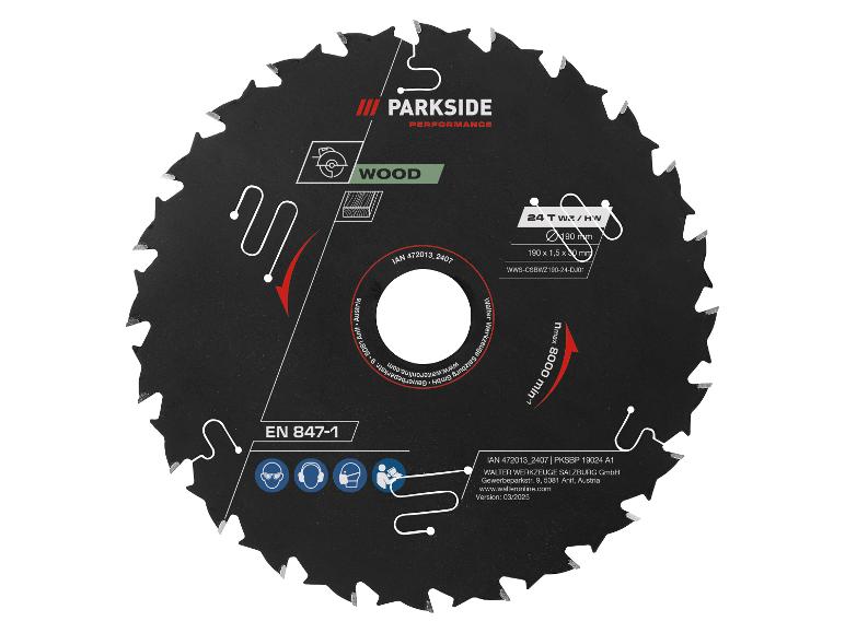 Parkside Performance kotúčová píla na drevo, 190 mm.