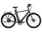 Sivý elektrobicykel s remeňovým pohonom a pneumatikami Schwalbe.