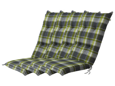 Podložka na kreslo Valencia, 120 x 50 x 8 cm, károvaná/zelená/sivá, 4 kusy