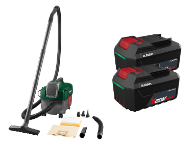 PARKSIDE® Aku vysávač na mokré a suché vysávanie PAWD 20-Li A1 + Akumulátor 20 V/4 Ah, 2 kusy