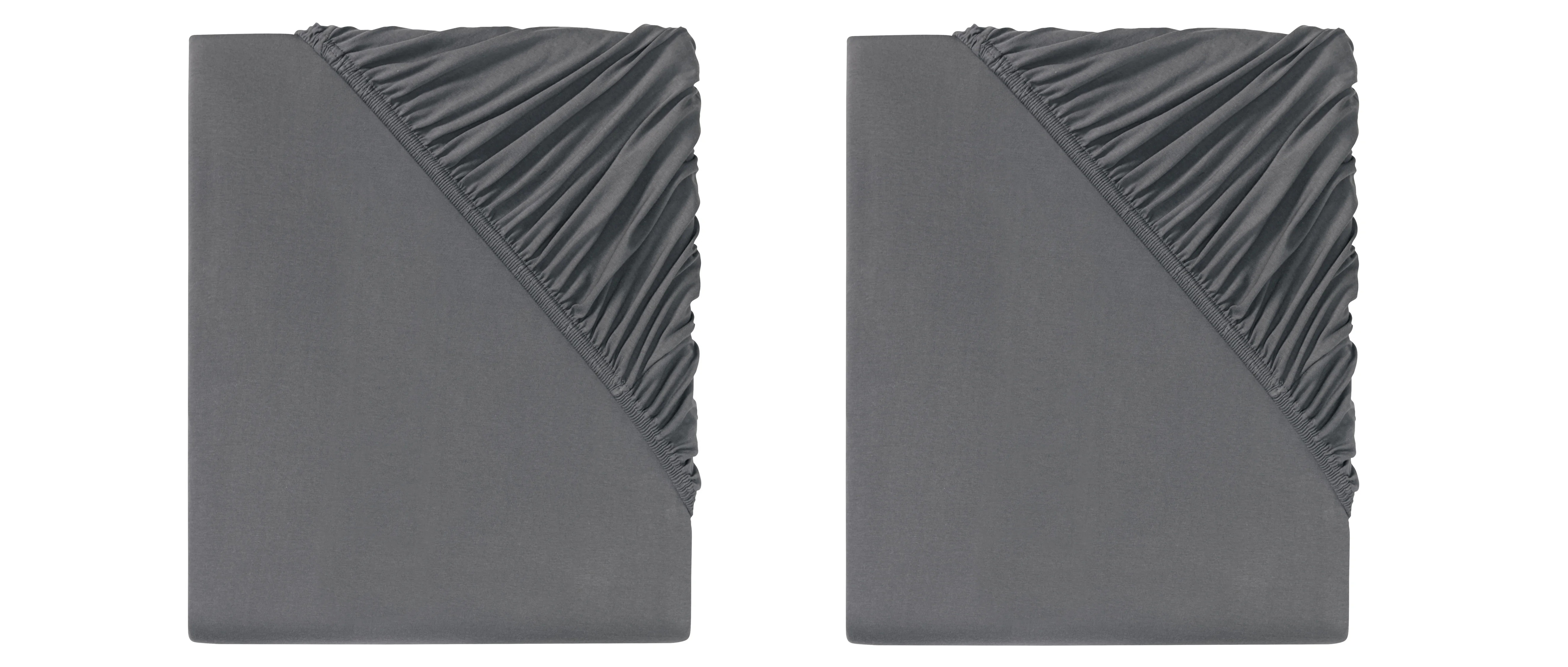 LIVARNO home Napínacia džersejová plachta, 90 – 100 x 200 cm, tmavosivá, 2 kusy