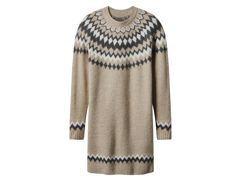 Béžové svetrové šaty so vzorom Fair Isle v tvare cik-cak