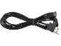 Čierny USB nabíjací kábel s konektormi USB-A a USB-C, stočený.