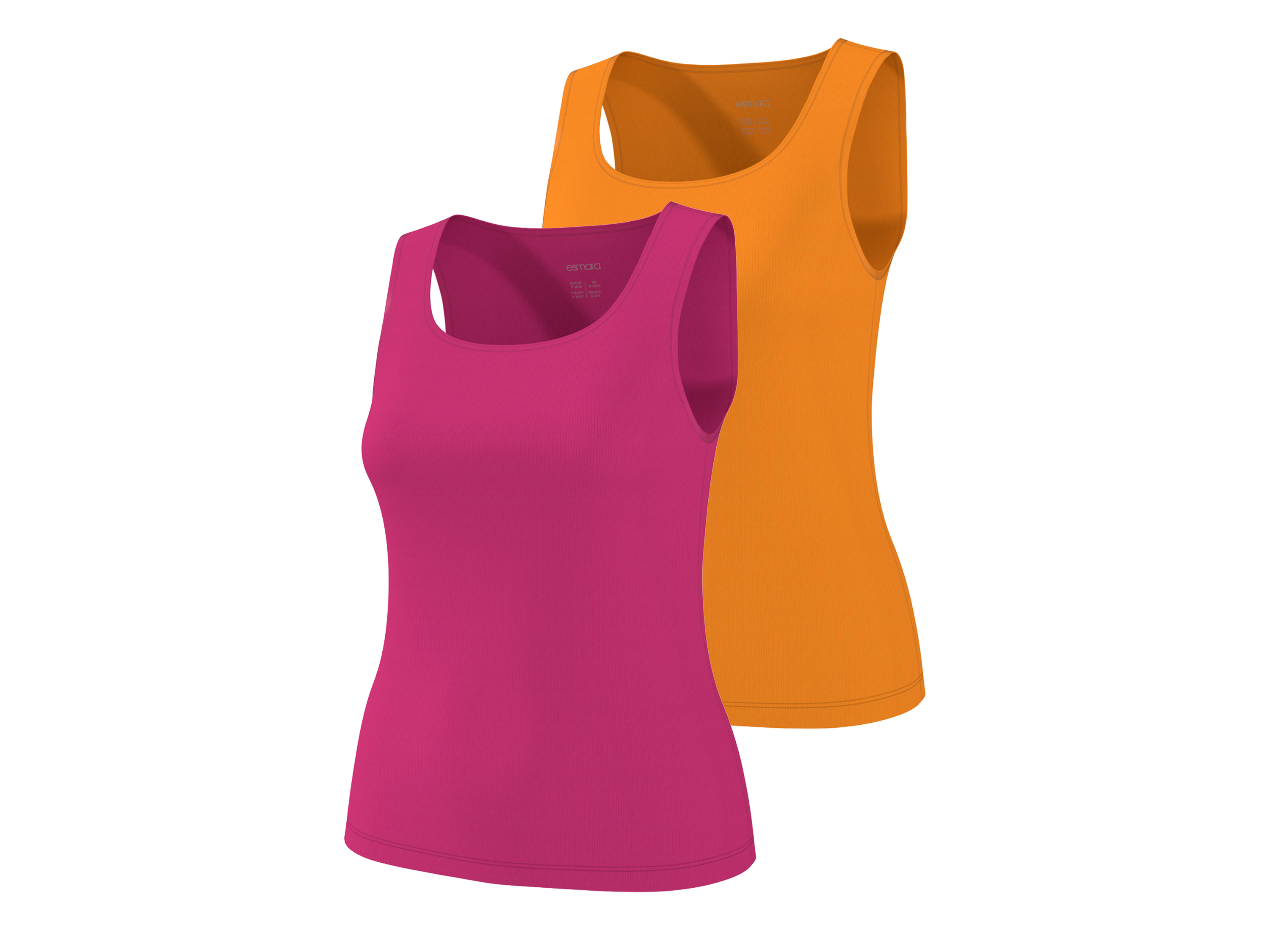 ESMARA® Dámsky rebrovaný top, 2 kusy (ružová/oranžová, XS (32/34))