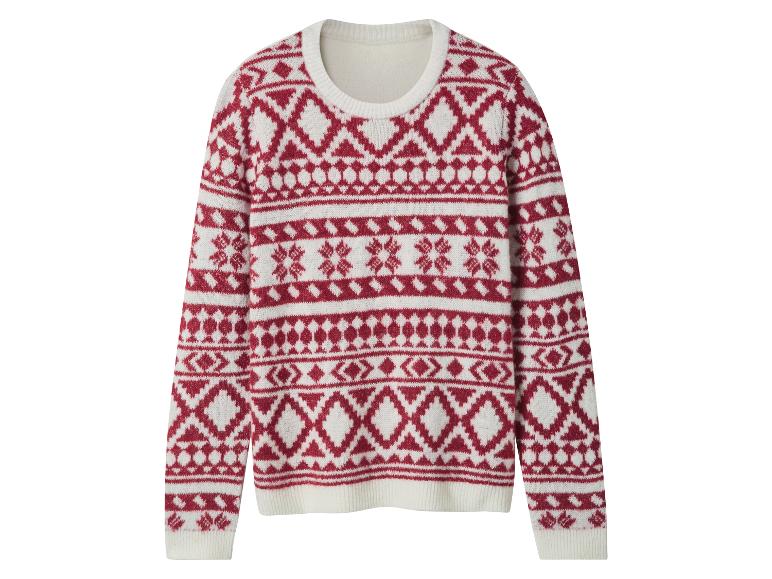Pletený sveter s červeno-bielym vzorom Fair Isle