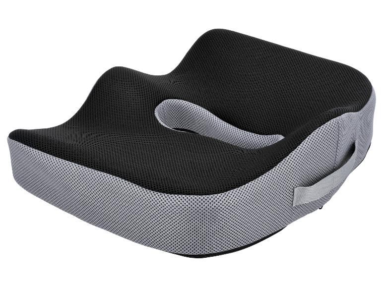 Čierno-sivý ergonomický sedací vankúš s priedušnou sieťovinou