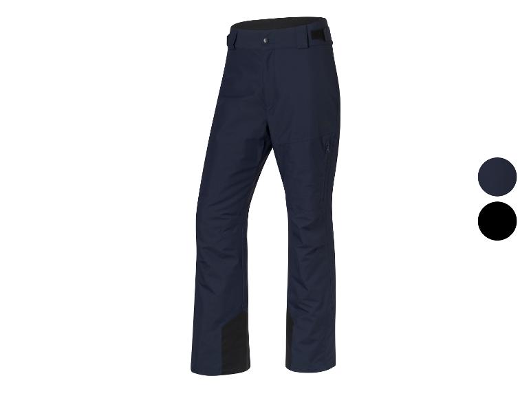 Tmavomodré lyžiarske nohavice s čiernymi detailmi a vreckami na zips.