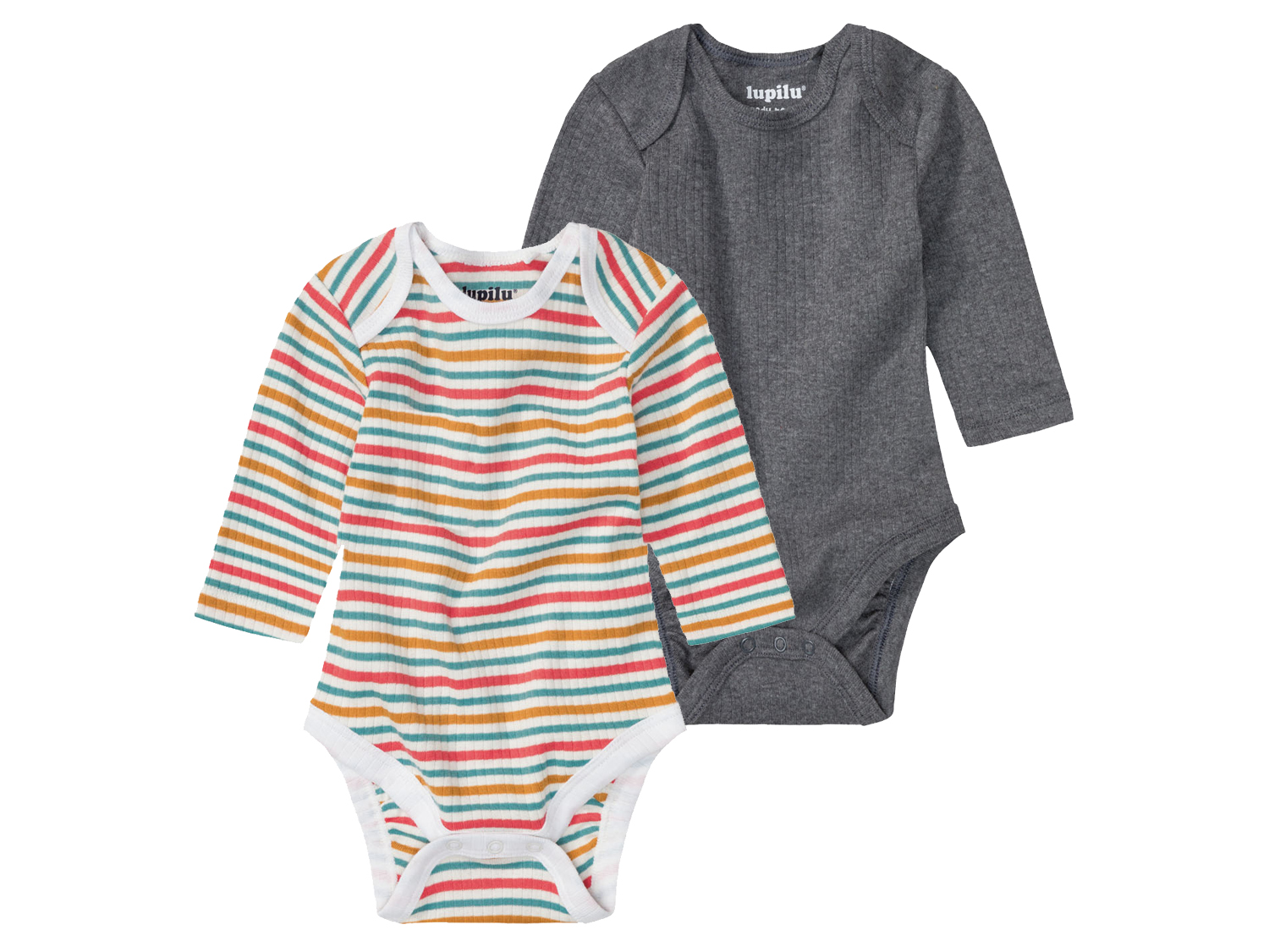 lupilu® Chlapčenské bavlnené body pre bábätká BIO, 2 kusy (tmavosivá/pruhy, 50/56)