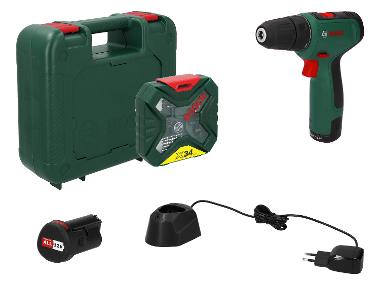 Aku skrutkovač »Easy Drill Set«, vrátane 2 akumulátorov a príslušenstva.
