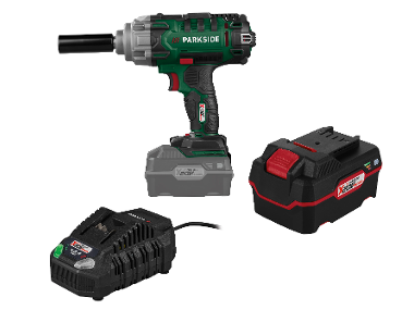 PARKSIDE® Aku rázový uťahovák 20 V PASSK 20-Li C4 + Rýchlonabíjačka akumulátora 20 V/4,5 A + Akumulátor 20 V/4 Ah