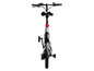 Sivý elektrický skladací bicykel s čiernymi pneumatikami.