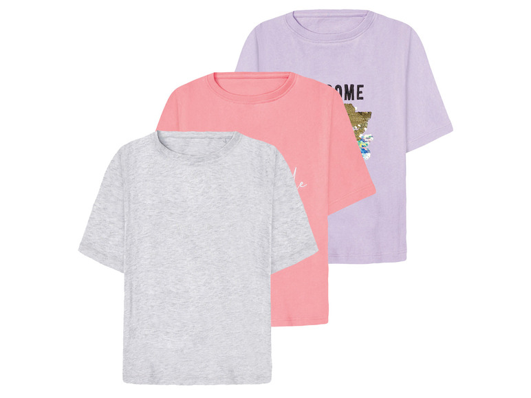 E-shop pepperts!® Dievčenské tričko, 3 kusy (134/140, fialová/ružová/bledosivá)