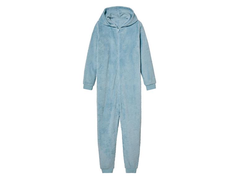 Svetlo modrá onesie s kapucňou.