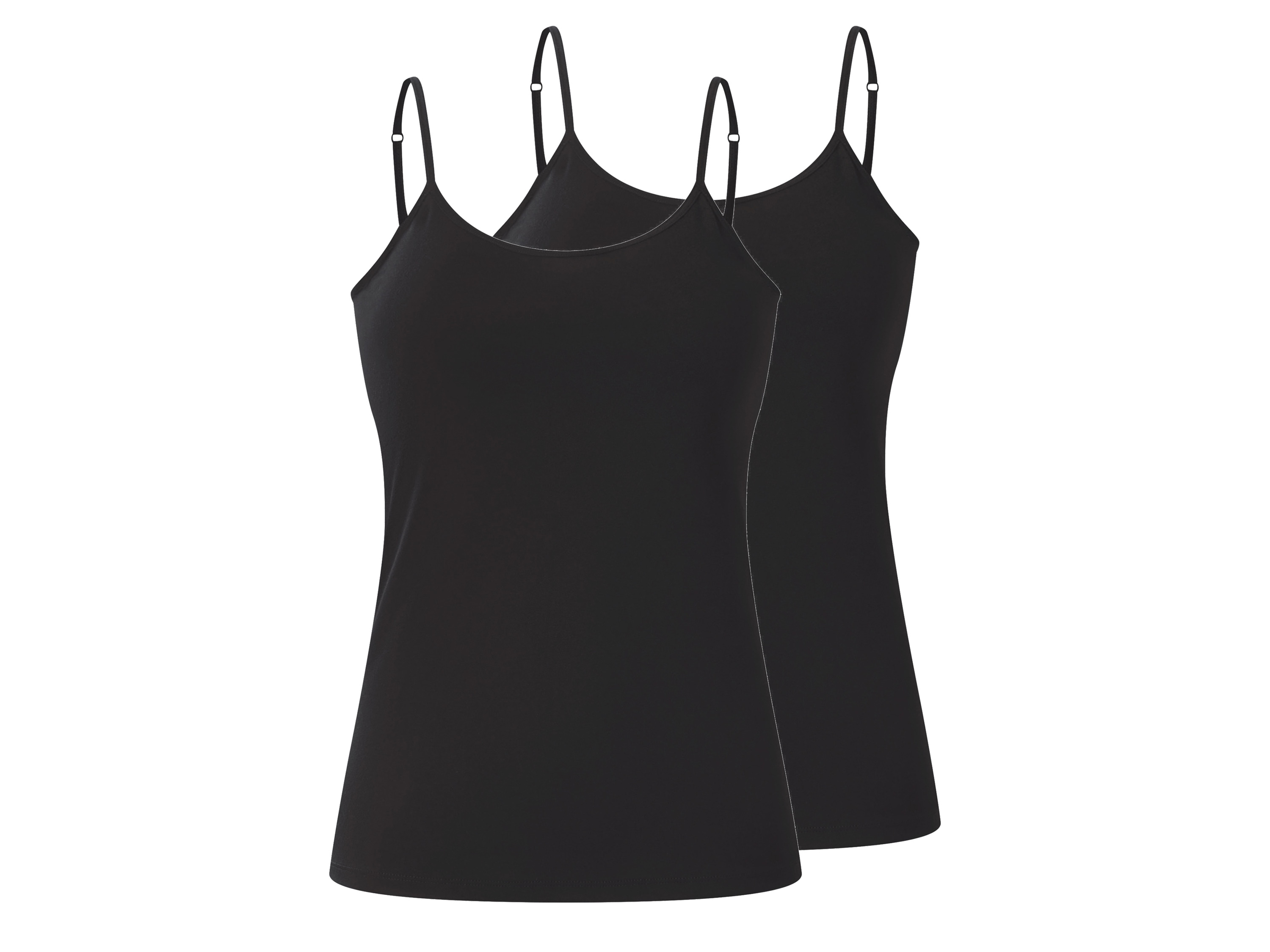 esmara® Dámsky top s úzkymi ramienkami, 2 kusy (čierna, M (40/42))