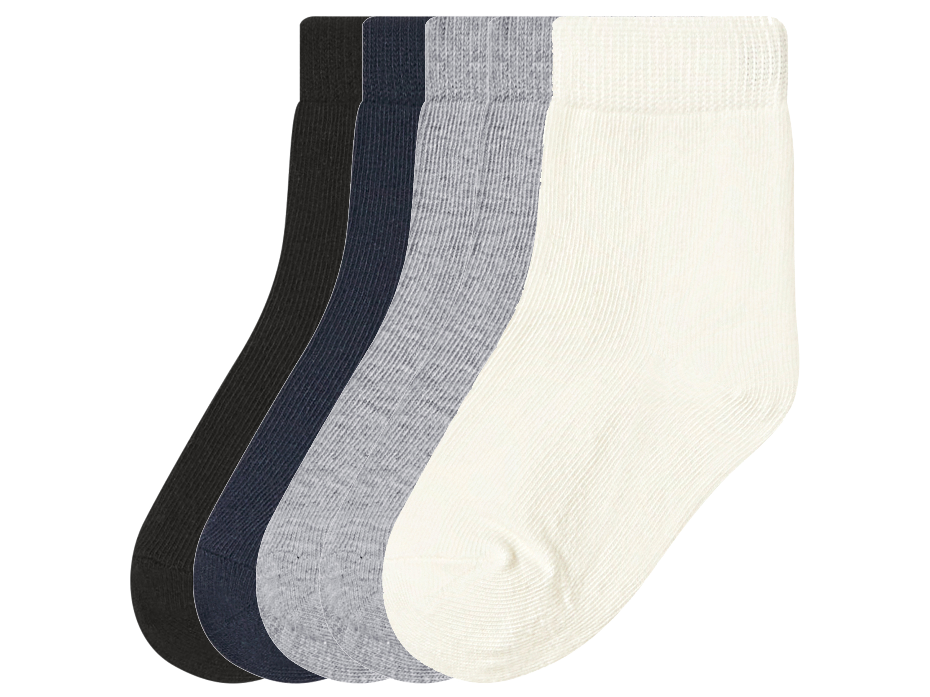 lupilu® Detské ponožky, 5 párov (biela/sivá/navy modrá/čierna, 23-26)