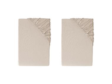 LIVARNO® Napínacia džersejová plachta, 90 - 100 x 200 cm, béžová, 2 kusy