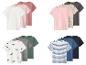 Sada detských tričiek s krátkym rukávom v rôznych farbách a vzoroch.