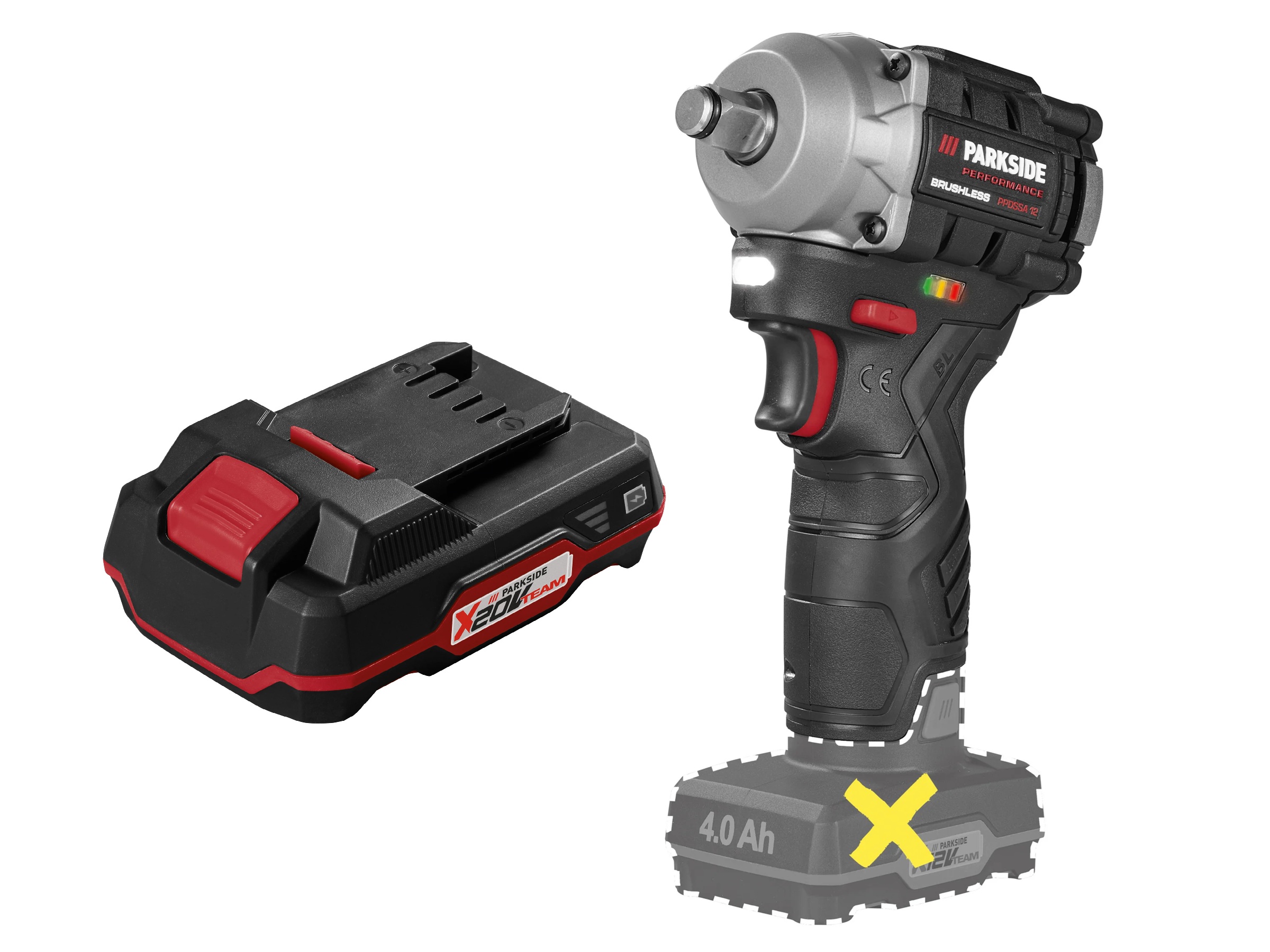 PARKSIDE PERFORMANCE® Aku rázový uťahovák PPDSSA 12 A1 + Akumulátor 20 V 2 Ah