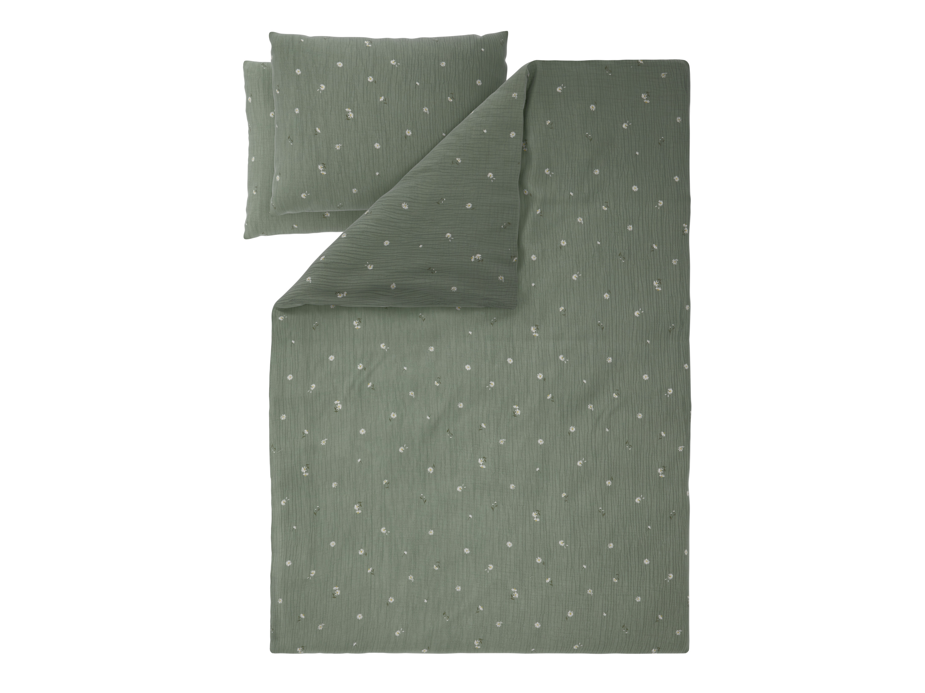 LIVARNO® Mušelínová posteľná bielizeň Premium, 240 x 220 cm (kvety/zelená)