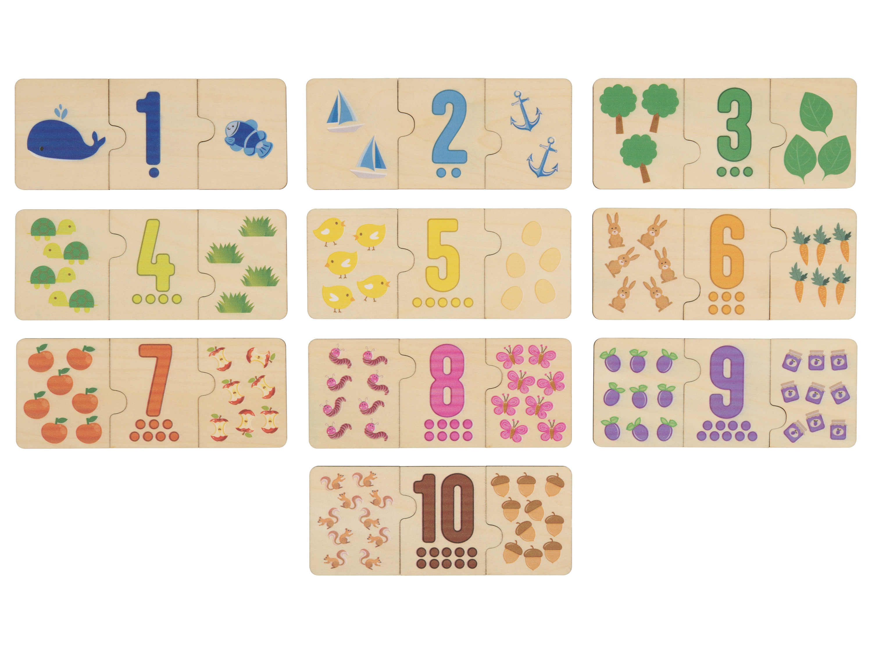LUPILU® Drevené náučné puzzle (puzzle čísla)