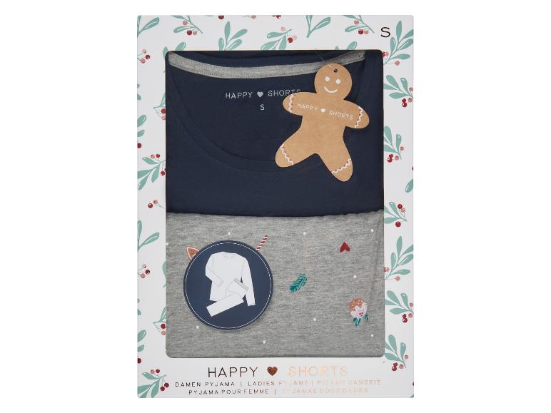 Balenie s modrou a sivou pyžamou s krátkymi nohavicami pre ženy od Happy Shorts.