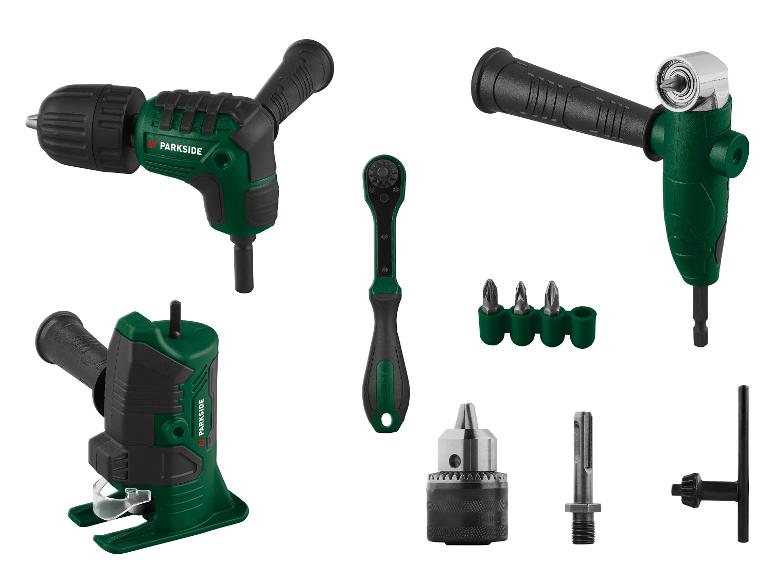 Vŕtačka, skrutkovač a príslušenstvo Parkside
