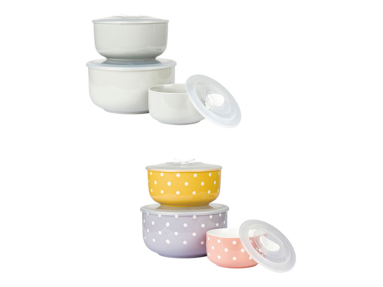 ERNESTO® Súprava porcelánových misiek s uzáverom, 3-dielna