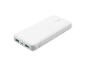 Biela powerbanka s dvoma USB portami a indikátormi nabíjania.