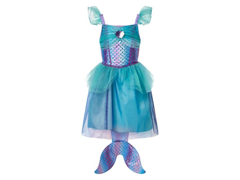 Modro-fialové šaty morskej panny s chvostom a detailmi mušle.