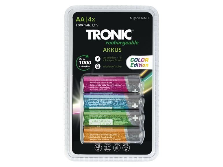 Prejsť na zobrazenie na celú obrazovku: TRONIC® Batérie Ni-MH Ready 2 Use Color, 4 kusy – obrázok 1