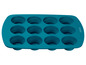 Modrá silikónová forma na pečenie s 10 otvormi na muffiny alebo cupcakes.