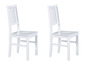 Dve biele drevené jedálne stoličky