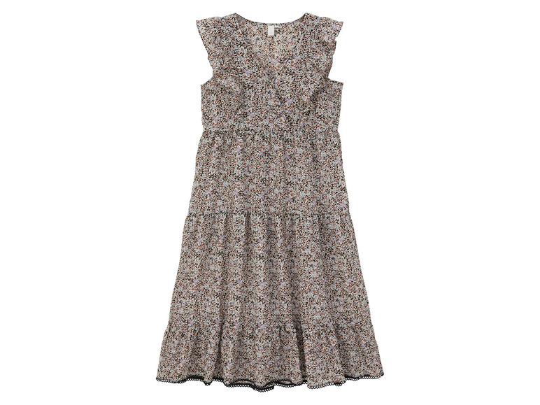 Dlhé biele šaty s kvetinovým vzorom a výstrihom do V.