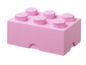 Ružová LEGO krabička s šiestimi výstupkami.