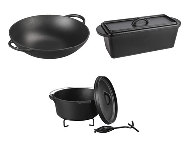 GRILLMEISTER Grilovací wok/Pekáč na chlieb/Liatinový hrniec Dutch Oven