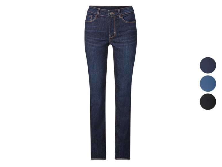 Tmavo modré džínsy s rôznymi farebnými možnosťami