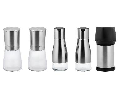 SILVERCREST® Mlynčeky na soľ a korenie/Dávkovače octu a oleja/Strúhadlo