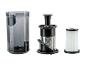 Komponenty bezvreckového vysávača: nádoba na prach, sieťový filter a skladaný filter.
