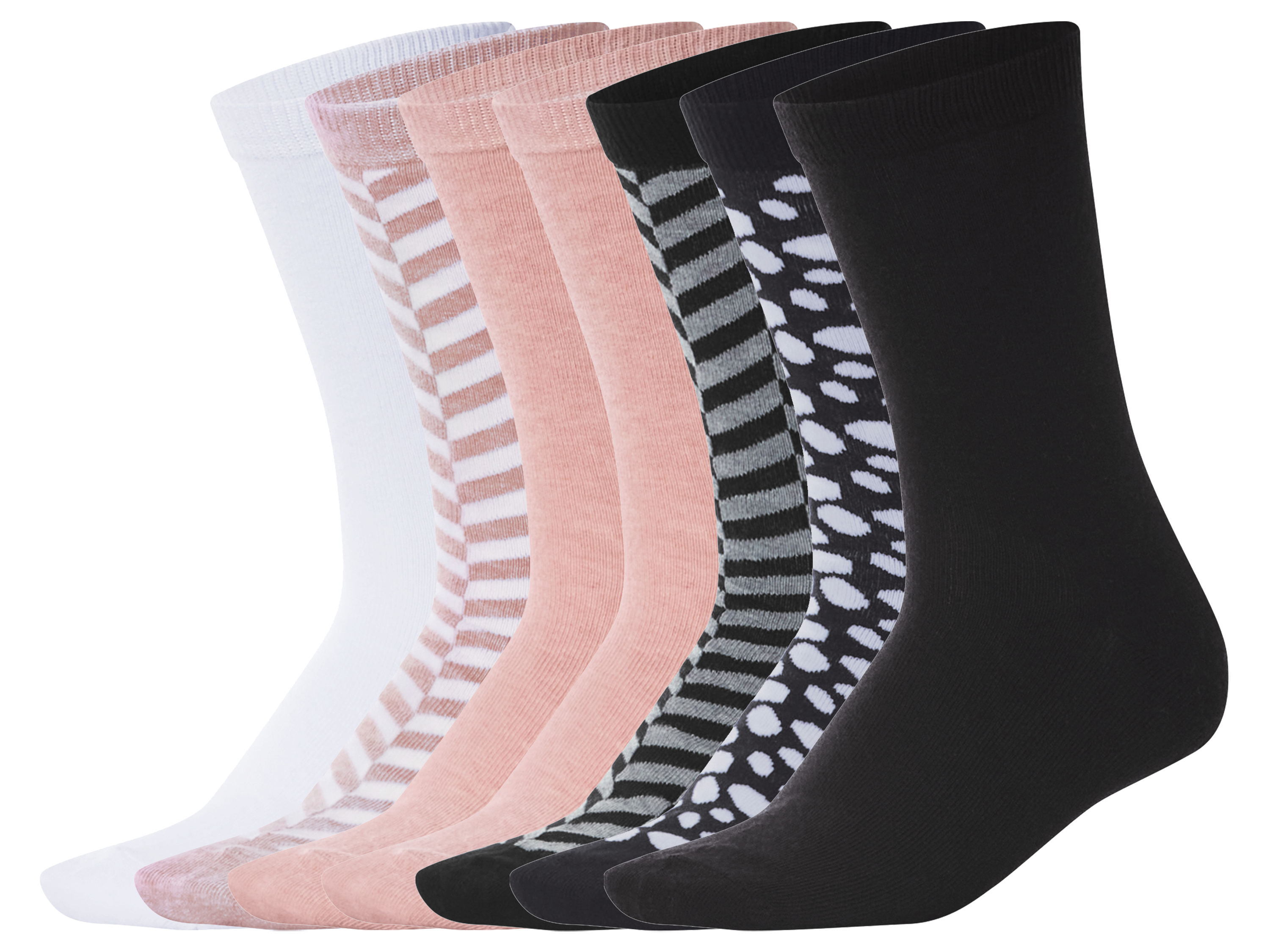 esmara® Dámske ponožky, 7 párov (bledoružová/biela/čierna, 35/38)
