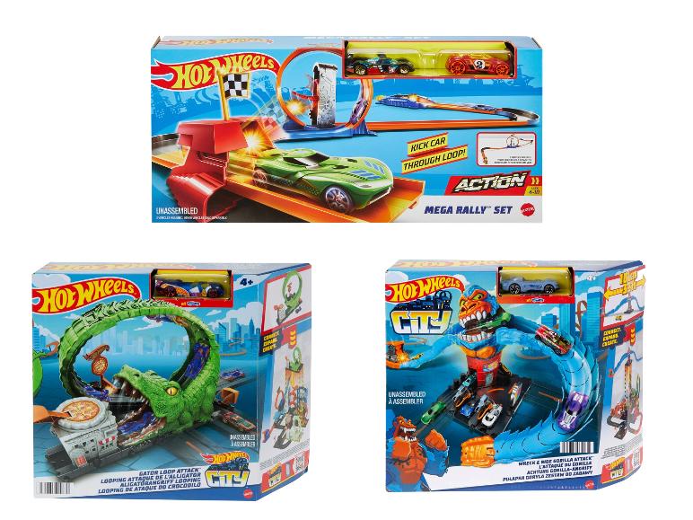 Sada Hot Wheels Mega Rally a Hot Wheels City s autami a slučkami.