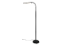 Čierna LED stojaca lampa s ohnutým ramenom.